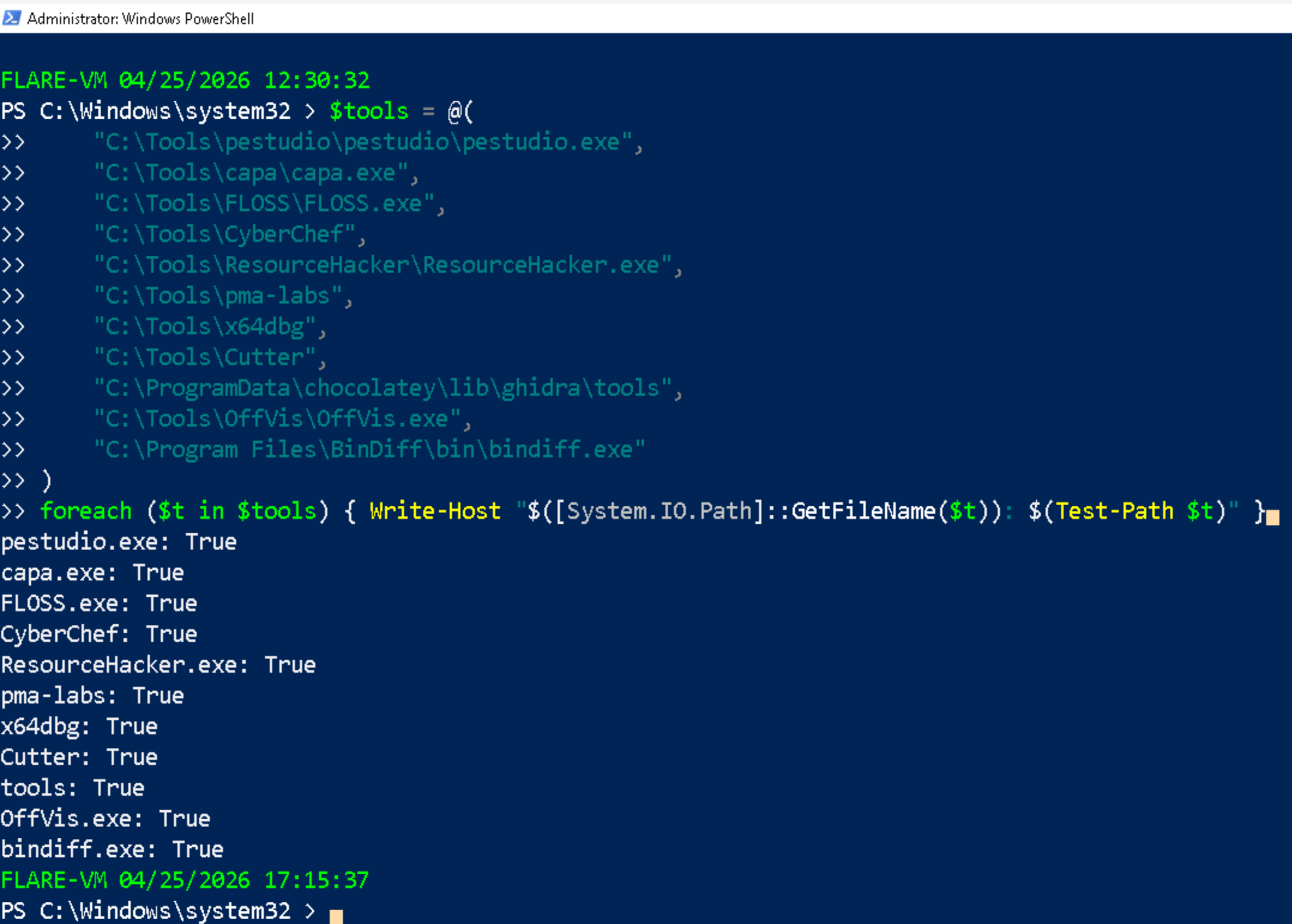 PowerShell pre-installation verification results