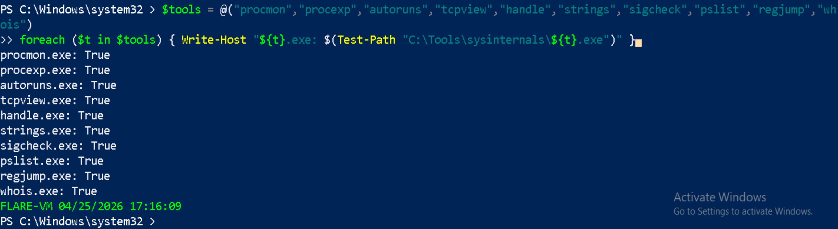 PowerShell pre-installation verification results