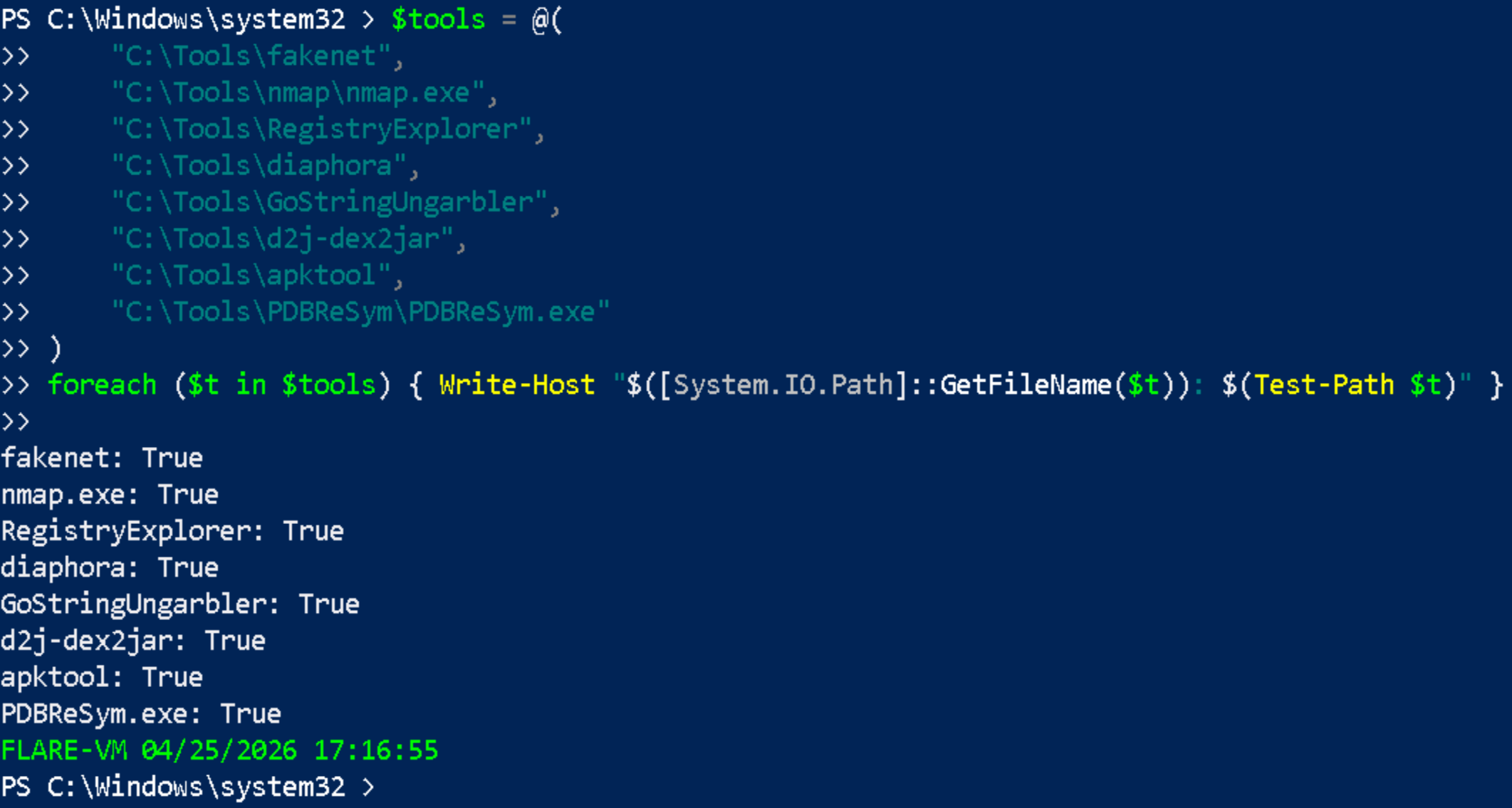 PowerShell pre-installation verification results