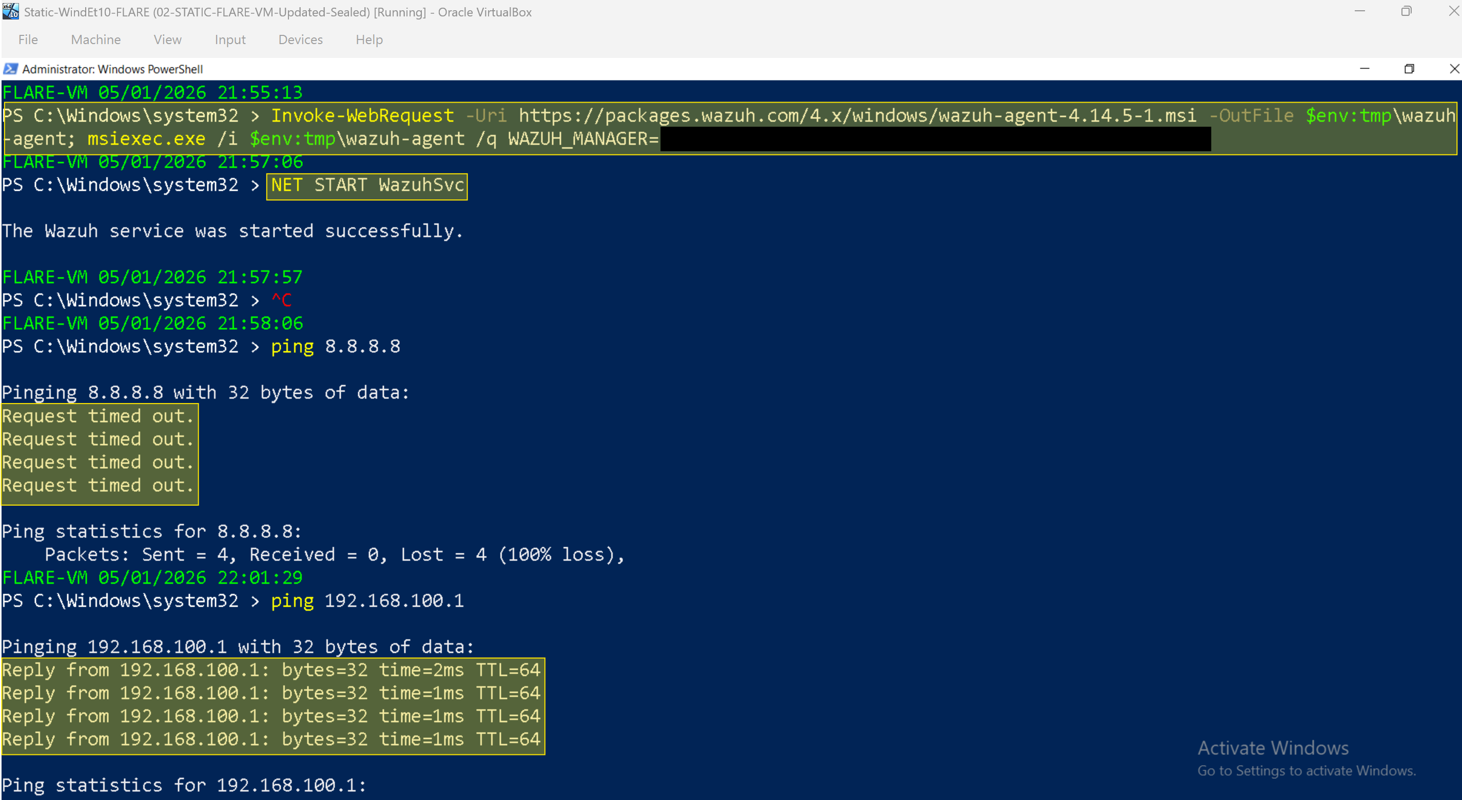 PowerShell pre-installation verification results